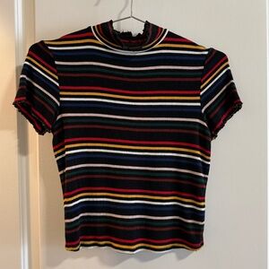 Garage Brand Fitted Ribbed Striped Short Sleeve Tee